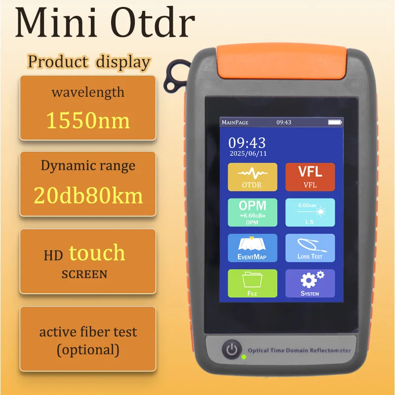 

Мини-OTDR Активный оптоволоконный рефлектометр 1550 нм и VFL OLS OPM EventMap 20 дБ 60/80 кмMini Otdr