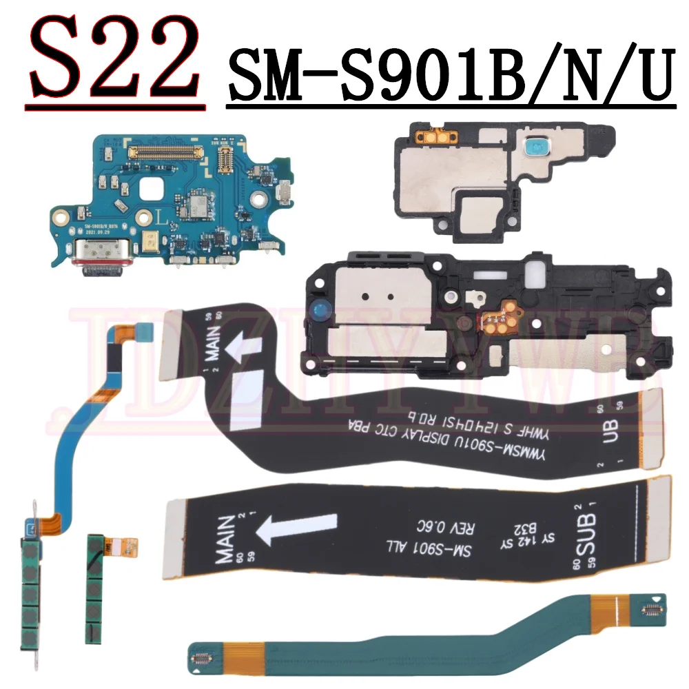 

Зарядный порт, антенная плата, модуль MMW для Samsung S22 5G S901, динамик, звонок, зуммер, ЖК-сигнал, материнская плата, гибкий кабель