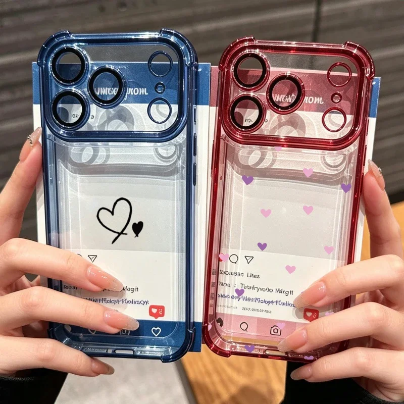 Love Heart Phone Case For Samsung Galaxy A57 A27 A37 A56 A16 A15 A07 A06 A55 A36 A26 A54 S25 Edge S26 Ultra S24 FE Plus Airbag