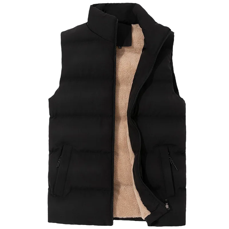 

Весенне-осенний мужской деловой повседневный жилет в корейском стиле с воротником-стойкой больших размеров и флисом, теплый пуховый хлопок