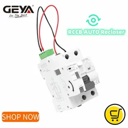 GEYA-Disjuntor de controle remoto, dispositivo recluso automático, GRD9L, 6KA, ELCB, RCCB, 2P, 40A, 63A, 30mA, 100mA, 300mA, RCD, tipo AC