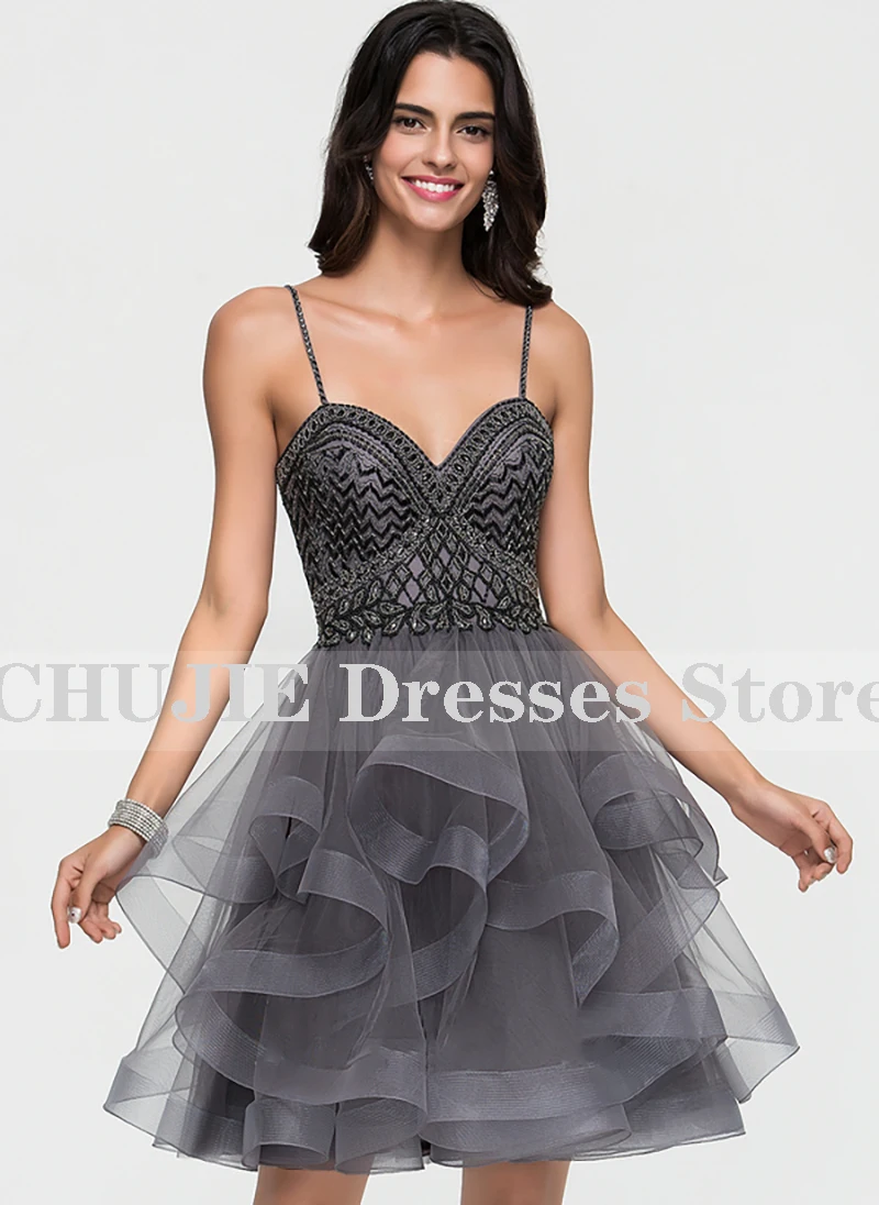 Pailletten Mini-Heimkehrkleider Mädchen Cocktailkleid Tüll A-Linie Ballkleider Schnürung hinten Partykleid Vestido de Grad tert