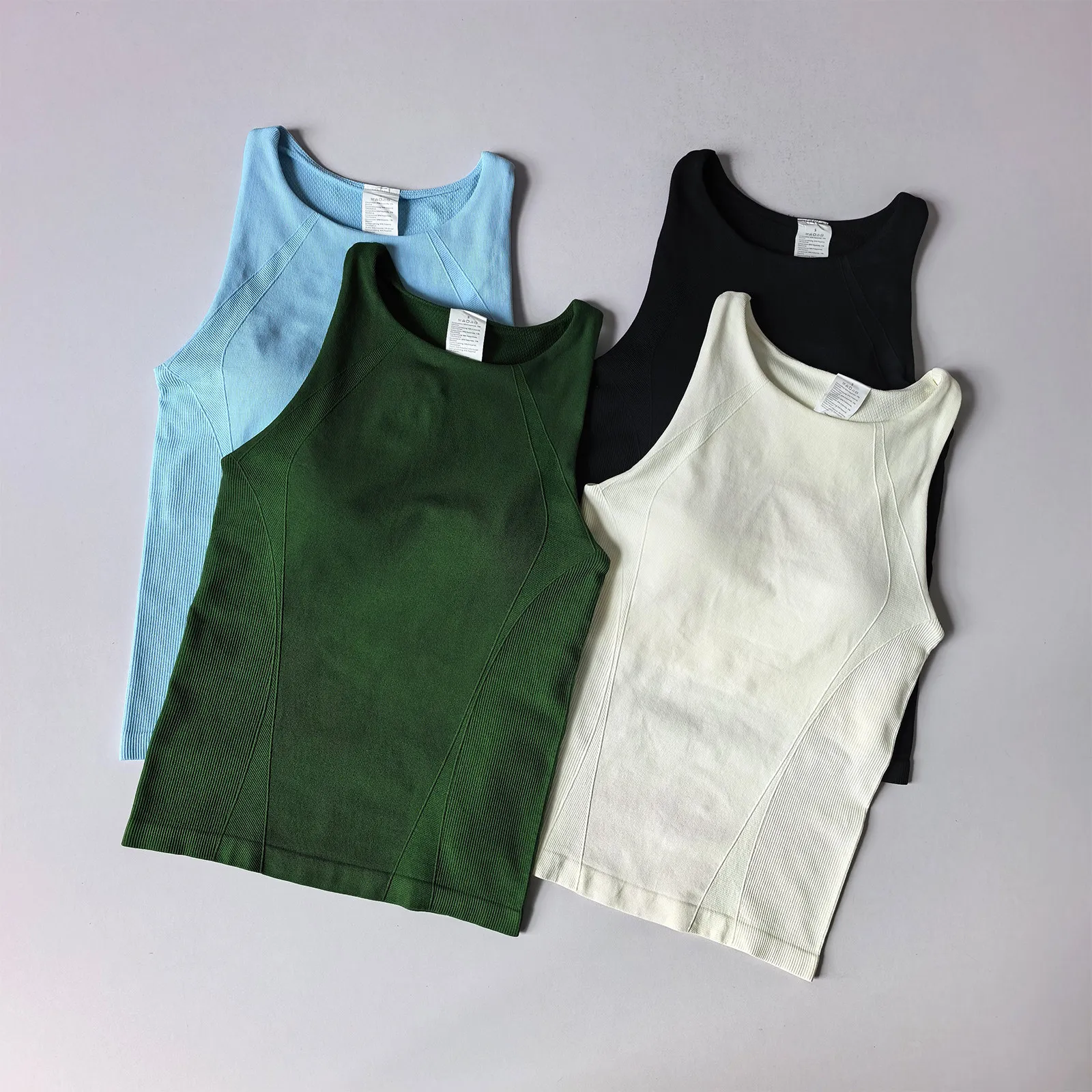 Figurbetontes, ärmelloses Yoga-Top – dehnbares, atmungsaktives Tanktop mit Falten, schnelltrocknende Sportbekleidung für Fitness, sexy, figurbetontes Sport-BH. – Detail 17