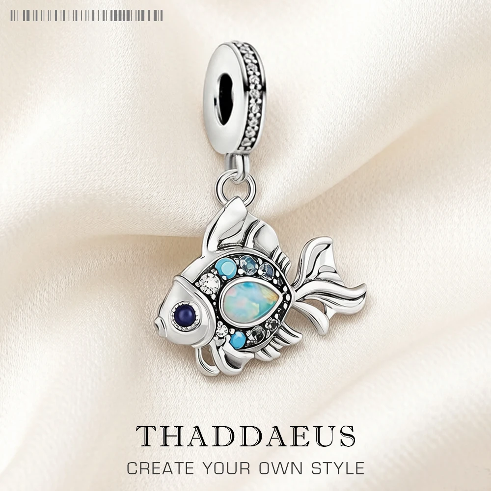 Pendentif à breloque poisson maritime bleu, en argent Sterling 2023, cadeau porte-bonheur tendance pour femmes, bijoux printemps 925