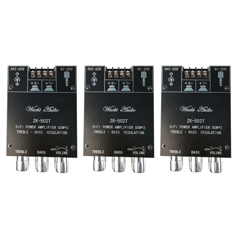 3X ZK-502T TPA3116D2 Bluetooth 5.0 Subwoofer Amplifier Board 2.0 Channel High Power Audio Stereo Amplifier Board 2X50W