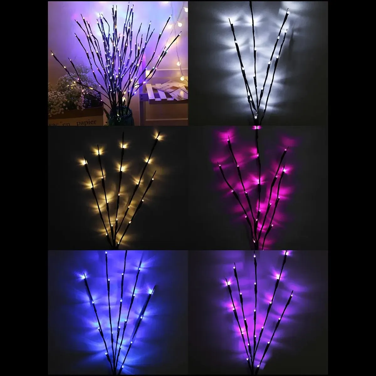 1pcs 20LED Tree Branch Lights Battery Operated Twig Branch Lights For Home Indoor Vase Holiday Festival Christmas Decoration