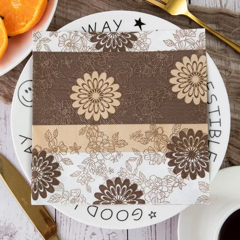 

20 шт./упаковка, двухслойные бумажные салфетки с принтом подсолнуха, 33 х33 см