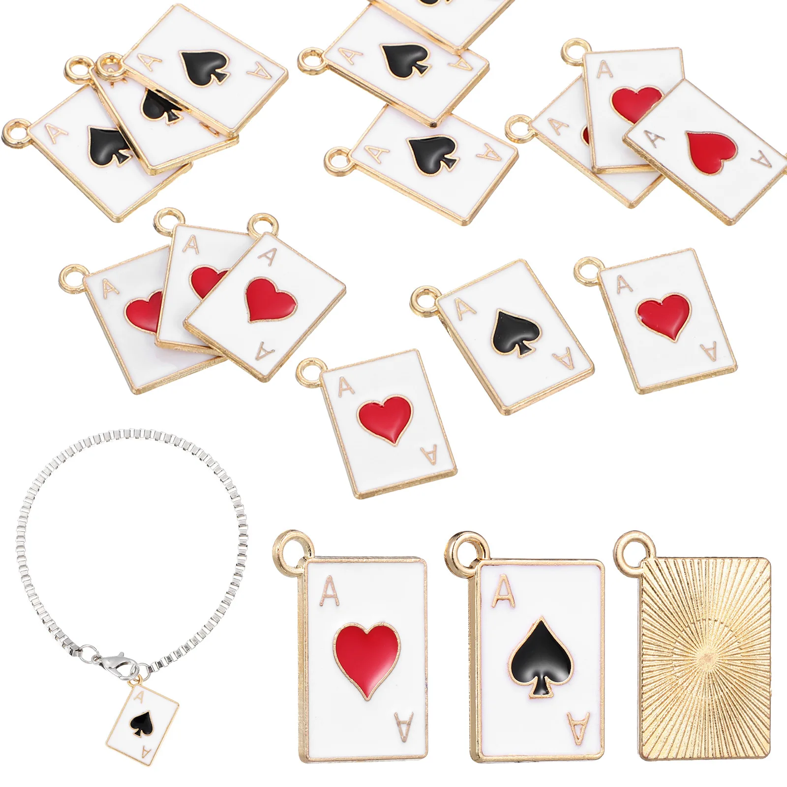 

20Pcs Alloy Poker Pendants DIY Jewelry Charms Stylish Design Rounded Corners Scratch Resistant Decorative Hangings for Earrings
