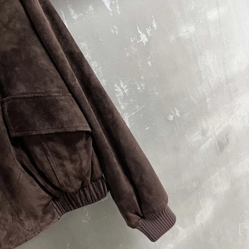 Short down jacket Suede leather women coat winter thick warm big real sheep wool collar clothes high quality