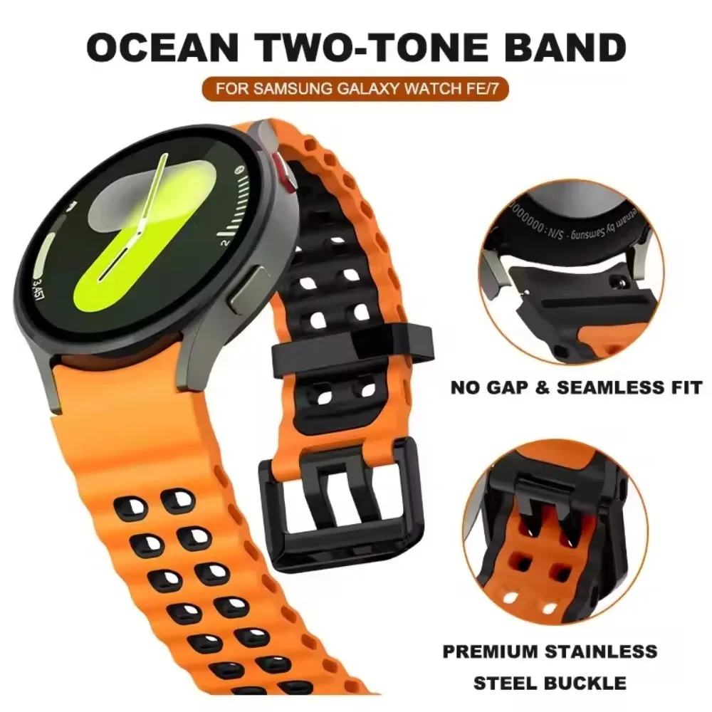 Sportliches Silikonarmband für Samsung Galaxy Watch 7 FE 6 5 4 40mm 44mm 4/6 Classic 42mm 46mm 43mm 47mm 5 Pro 45mm Komfortables Band