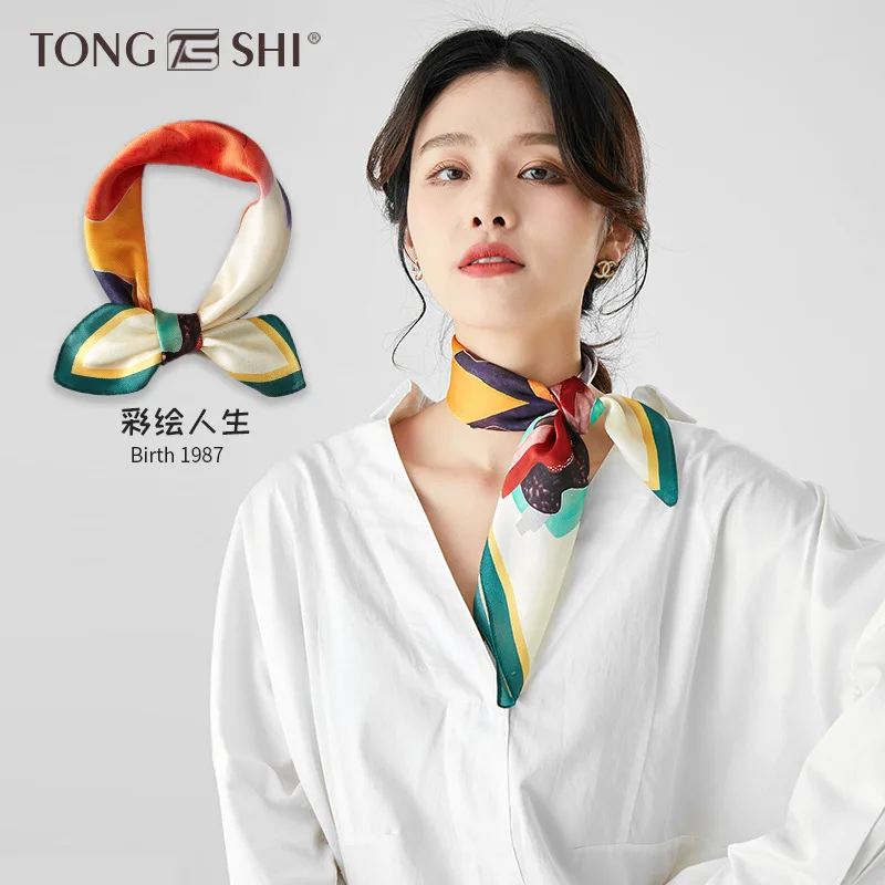 

2026 Silk Scarf for Women Hangzhou Pure Silk Square Scarf Gift Box Birthday Present Luxury Floral Design Scarf