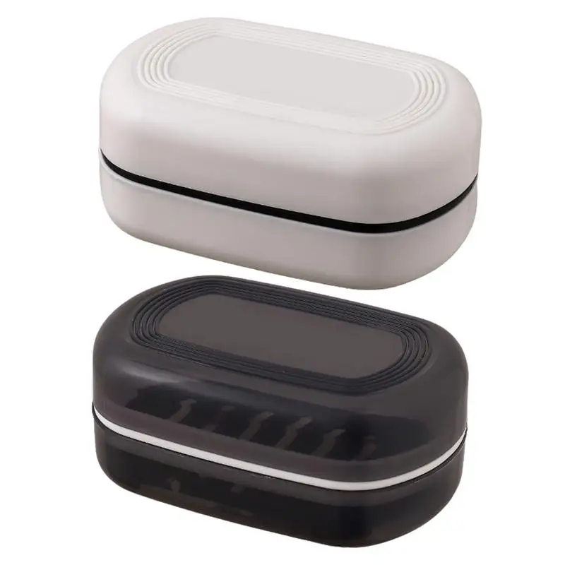 Multi-space Double Layer Design Soap Box Dish Holder Soap Case Travel White Bathroom Container for Traveling Business Trips