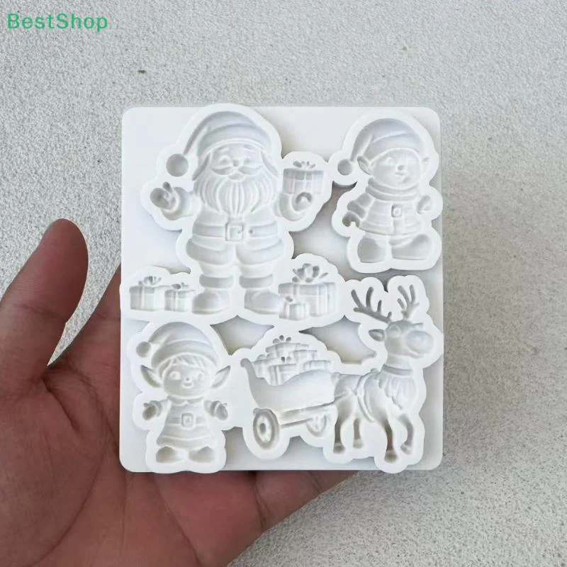 Reindeer Santa Claus Sleigh Elf Christmas Silicone Sugarcraft Mold Cupcake Baking Mould Fondant Cake Decorating Tools