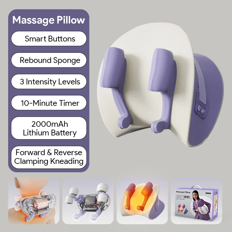 Almofada Massageadora Portátil SPA para Pescoço e Ombros, Profissional, Super Forte, Sem Fio, com Aquecimento, para Uso Confortável