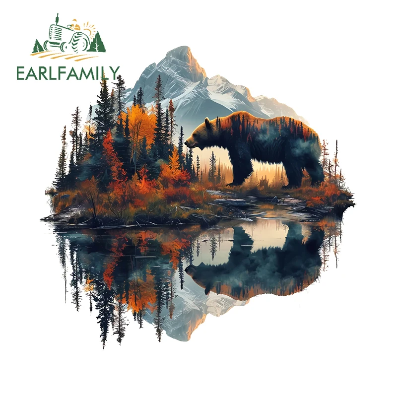 EARLFAMILY Vivid Colorful Fantasy Animals Car Sticker Cool Bear Wolf Fish Silhouette Trunk Decals Waterproof  Bmw Accessories
