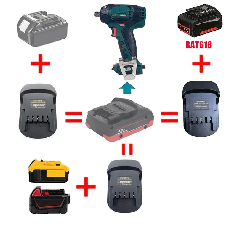 Adapter Converter for Makita for DeWalt for Bosch for Milwaukee Li-ion Battery MT18MTB DM18MTB BS18MTB To for Metabo Tool