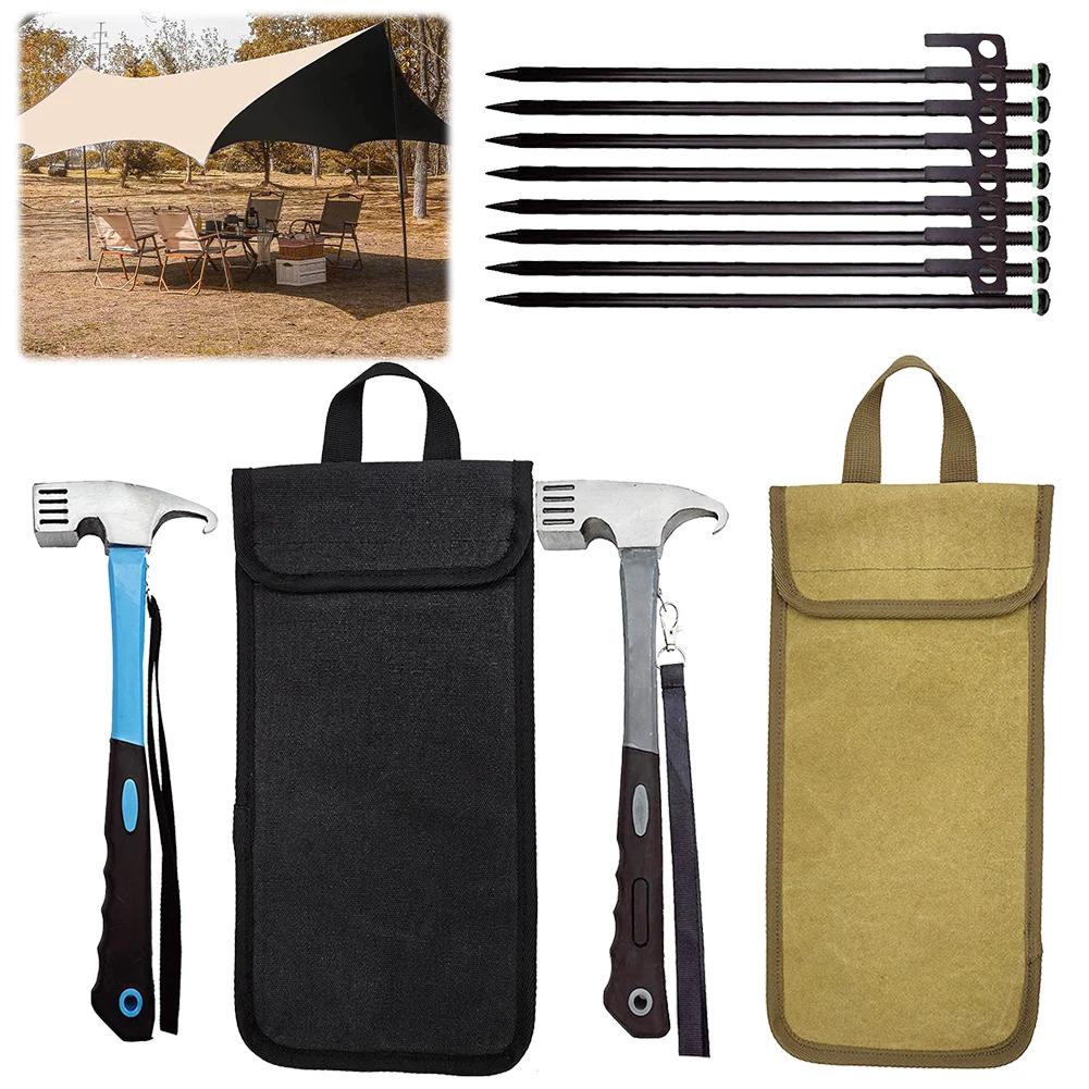 

8Pcs Tent Pegs Forged Steel Tent Pegs Heavy Duty Unbreakable Tent Pegs 30cm with Storage Bag & Hammer for Outdoor Camping