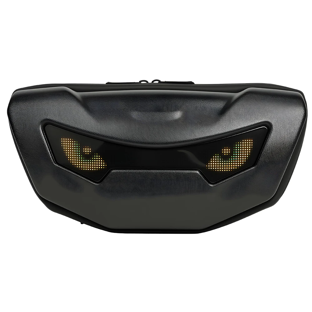 LED Bike Handlebar Bag with Bluetooth App Controlled LED Pixel Display, Waterproof Bicycle Front Phone Storage Pouch