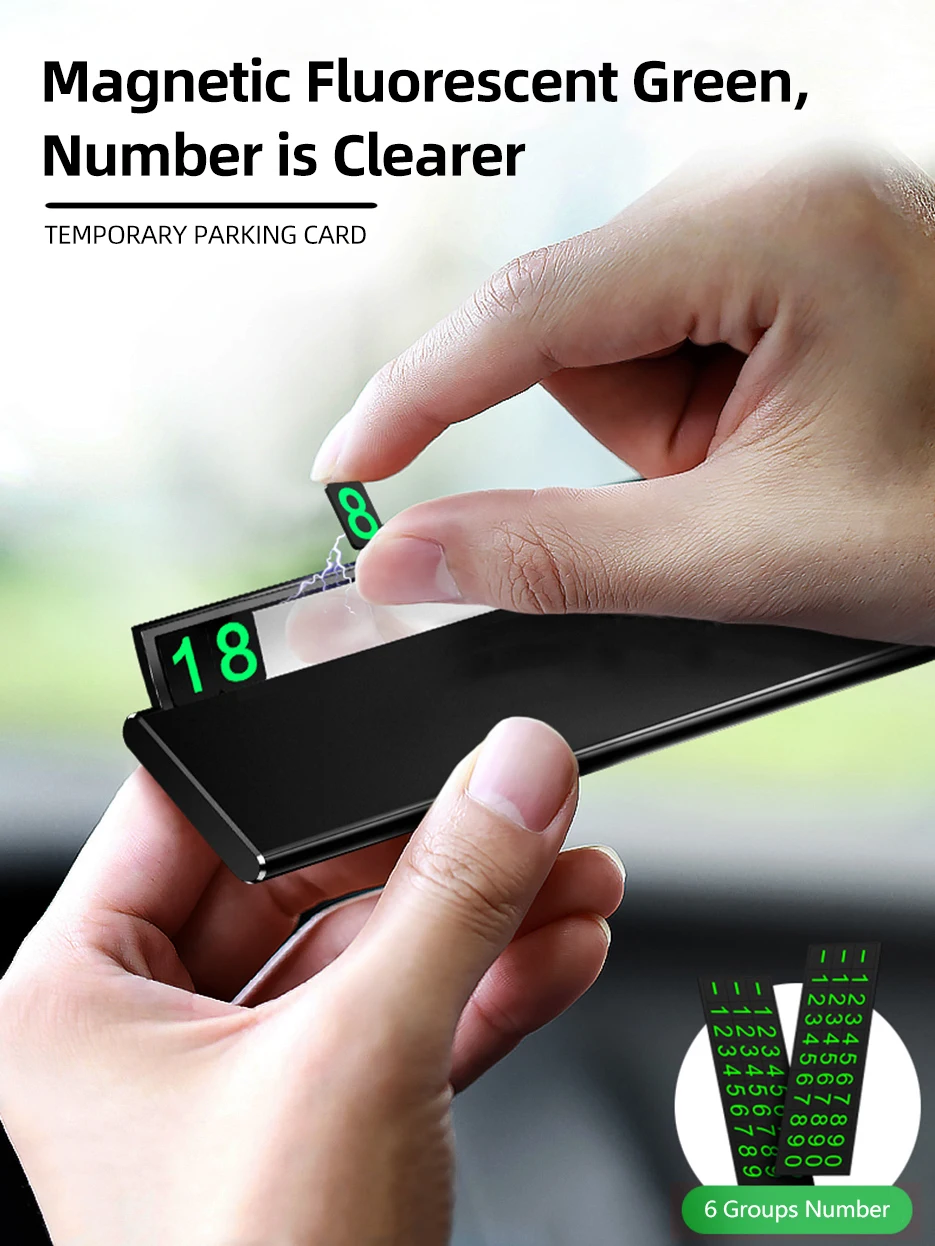 One-click hid Car Temporary Parking Card Phone Number Ultra-thin Drawer Hideable Luminous Telephone Number Plate car Accessories