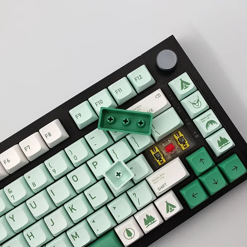 녹색과 흰색 키 캡, 잃어버린 숲 136 키, XDA PBT 열 승화, DIY 기계식 키보드 키 캡