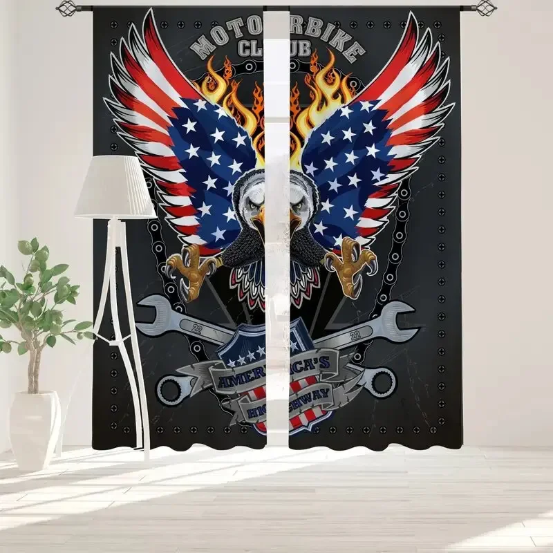 ستائر مطبوعة بعلم أمريكي، ستائر كيس عمود، 42*84، غرفة النوم وغرفة المعيشة، ديكور المنزل، ديكور الغرفة