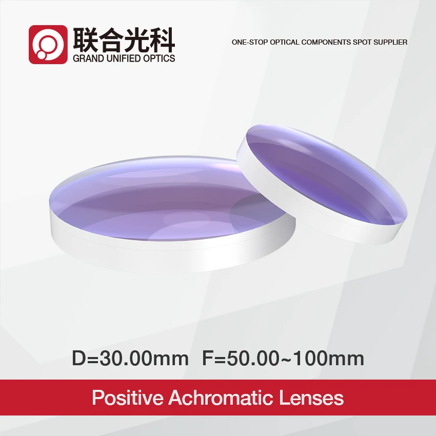 30mm Diameter Biconvex Lens and Meniscus Lenses Glued Cemented Positive Doublet Achromatic Lenses