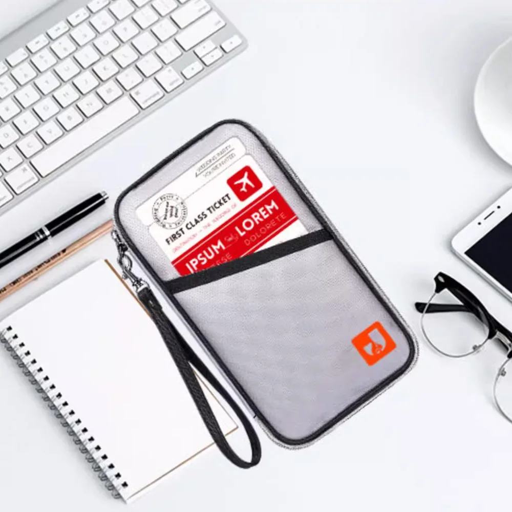 

Silver Passport Case | Passport Holder | Portable Zipper Storage | Holds Passport, ID Card, Bank Cards, Keys