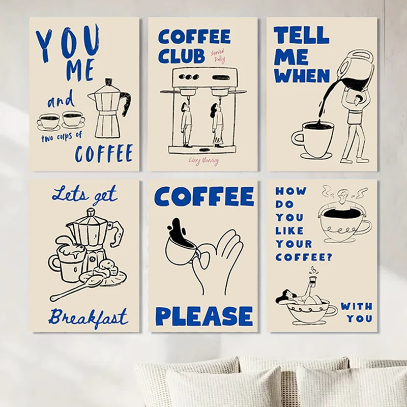 

Coffee Shop Wall Art Posters Prints Decorative Painting Nordic Home Decor Abstract Mural Pictures Bedroom Interior Decoration