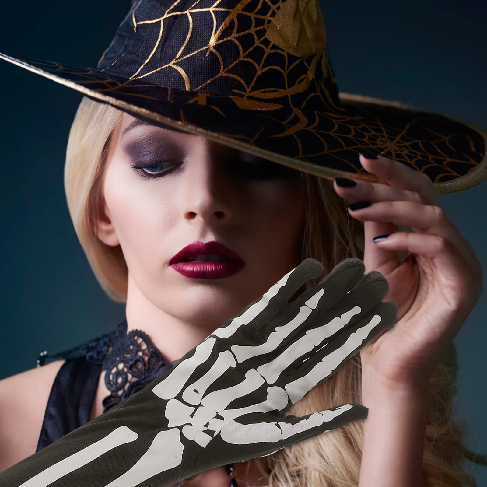 Long Arm Gloves 1 Pair Halloween Full Finger Costume for Cosplay Party Winter Wear Creepy Hand Accessory