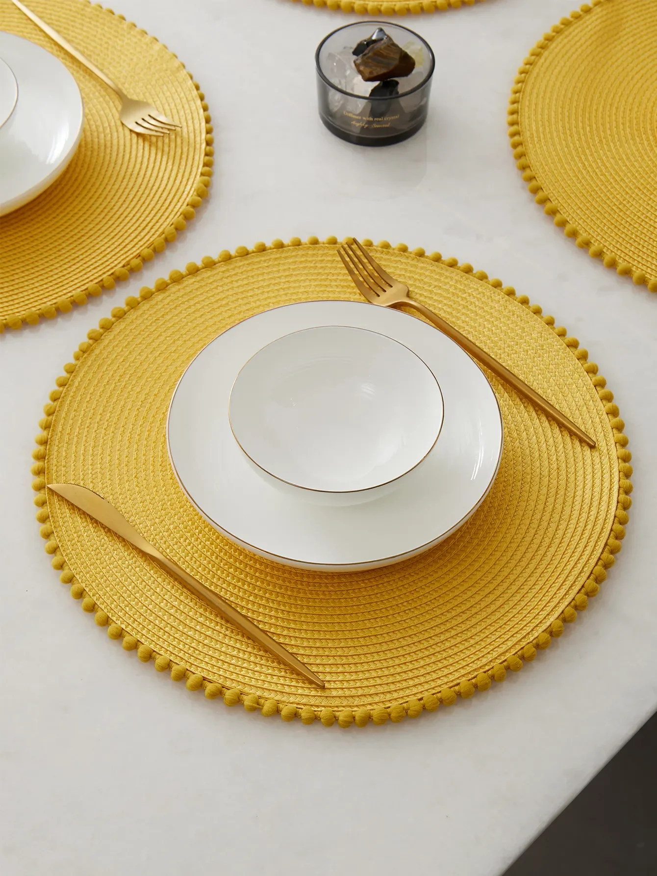 مجموعة مفارش أطباق مكونة من 4 قطع، وسادة مقاومة للحرارة، سجادات طاولة قابلة للغسل لطاولة طعام المطبخ، سجادات مكان مضادة للانزلاق بألوان مختلطة #4