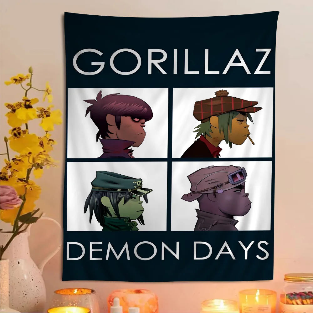 Gorillaz Band Chart Tapestry Art Science Fiction Room Home Decor Cheap Hippie Wall Hanging