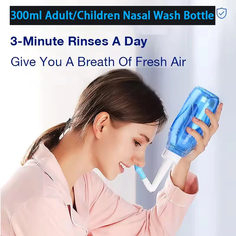 

1 шт., бутылочка для промывания носа, 300 мл, для взрослых и детей, бутылочка для промывания носа и носа, физиологический солевой ринит, руководство 2027