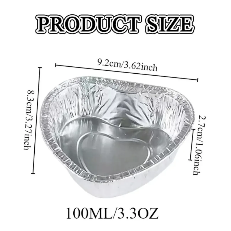 50PCS Disposable Aluminum Foil Heart Cake Pans Cupcake Molds Baking Cups Egg Mousse Cupcake Containers Baking Mould