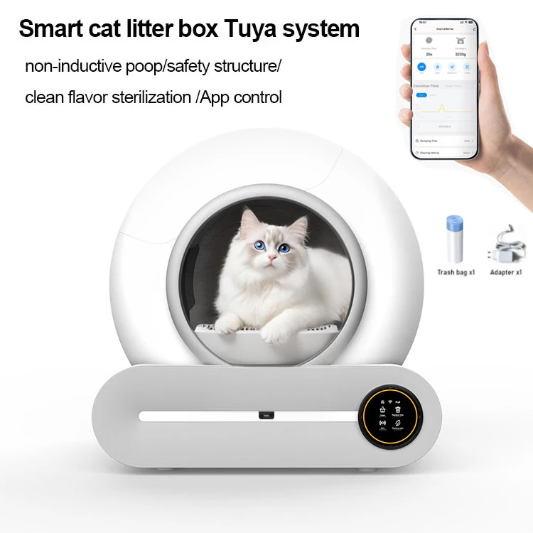 Slimme kattenbak volautomatisch 65L grote capaciteit kattenbak semi-gesloten reinigende APP afstandsbediening slimme kattentoilet