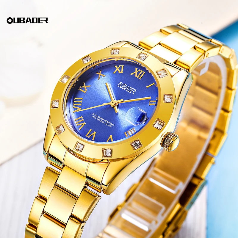 

OUBAOER женские наручные часы из нержавеющей стали женские кварцевые часы Heartbeat серии римские мемотали модные часы женские