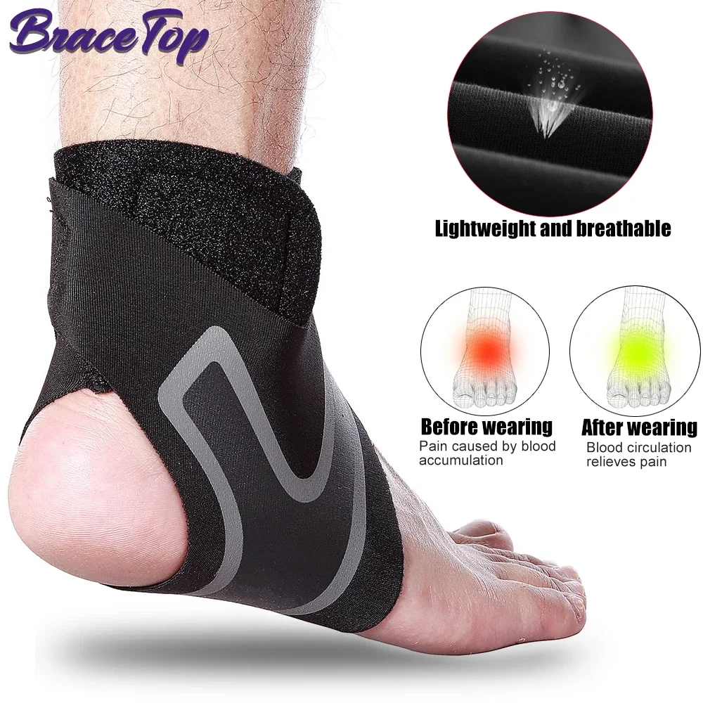 Ankle Brace Breathable Polyester Fiber for Sprains Sports Injuries Adjustable Compression Ankle Wrap Support For Fitness Running