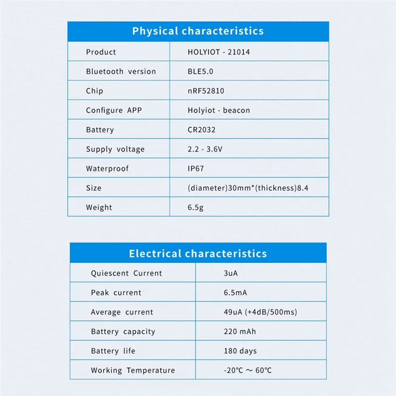 가속도계 센서 포함 비콘 태그, 블루투스 저전력 소비 모듈, Ibeacon, 블랙, BLE5.0, NRF52810, 1 개