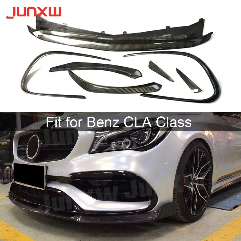 

Carbon Fiber Front Lip Spoiler Flap Canards for Benz W117 CLA Class CLA45 AMG 2016-2018 Car Bumper Trim Covers ABS