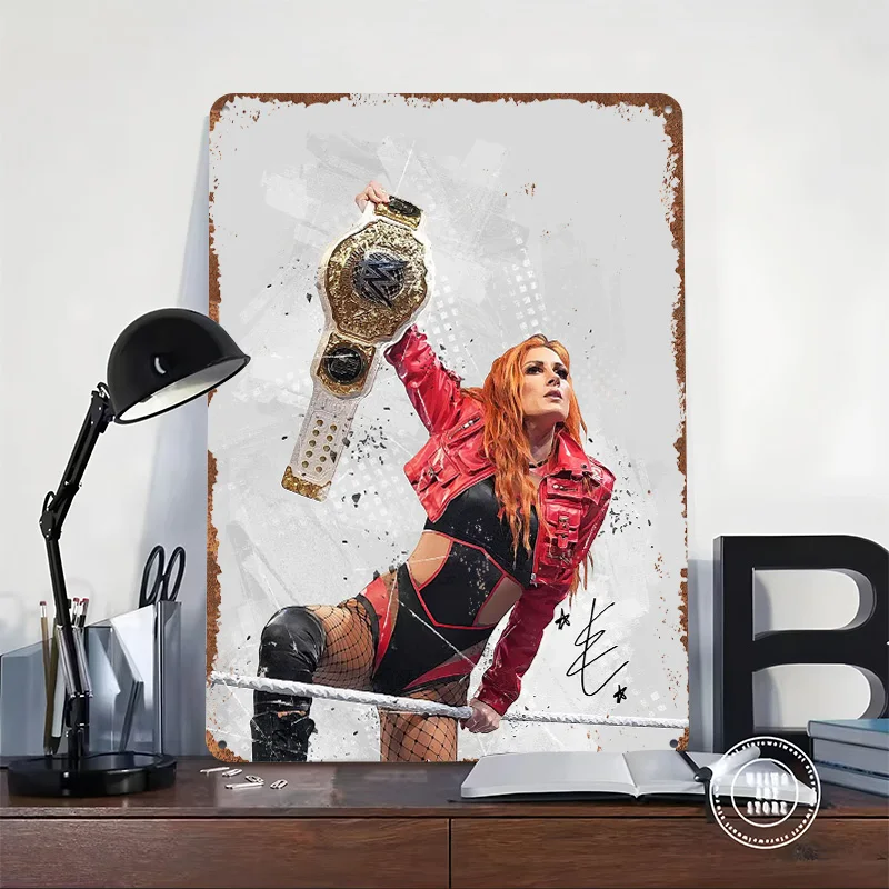 Becky Lynch Printed Posters Customizable Wall Art Retro Vintage Metal Tin Signs for Home Room Bedroom Decorations Office Decor