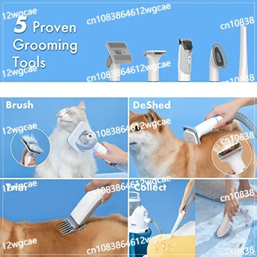 P2 Professional Pet Grooming Kit Tool Vacuum Cleaner Suction 99% Pet Hair with 5 Grooming Shedding Tools for Dogs Cats