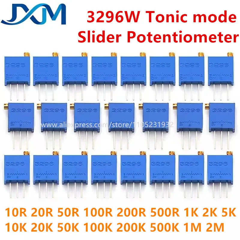 10pcs/lot 3296W Trimpot Trimmer Potentiometer 10 50 100 200 500 ohm 1K 2K 5K 10K 20K 50K 100K 200K 500K 1M Ω 103 100R 200R 500R