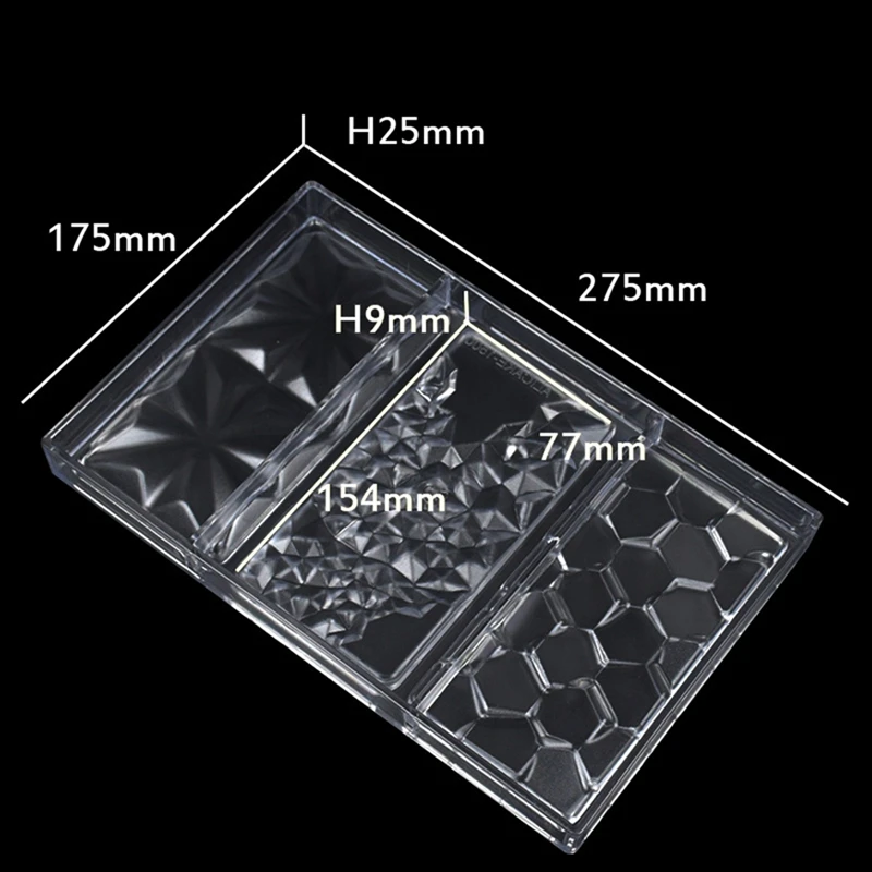 Chocolate Cadny Bar Mold Polycarbonate Chocolate Mould Plastic Baking Pastry Cake Mold Bonbon Confectionery Tool