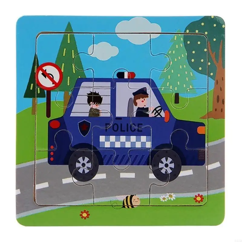 

F62D Preschool Education Puzzles Various Colorful Cartoon Vehicle Marine Animal Wooden Puzzle for Game Home School