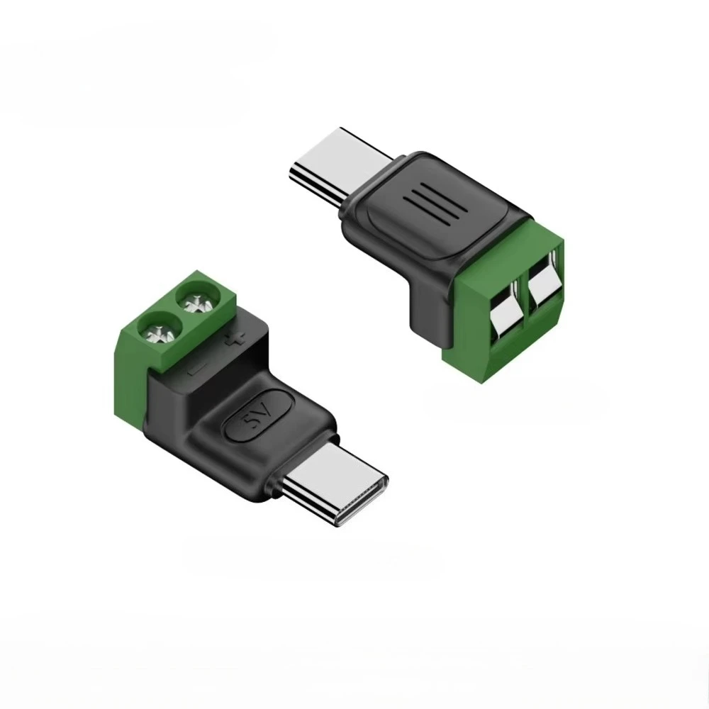 2Pin Type-C Adapter Solderless Quick Connection Head Type C Male Female Micro USB 5V To 2 Pin No Solder Green Terminal Adapter