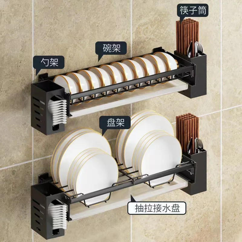 Bowl Plate Drying Shelf Portable Kitchen Organizer Wall Mounted Dish Drainer Rack Kitchen Storage Shelves Tableware Holder