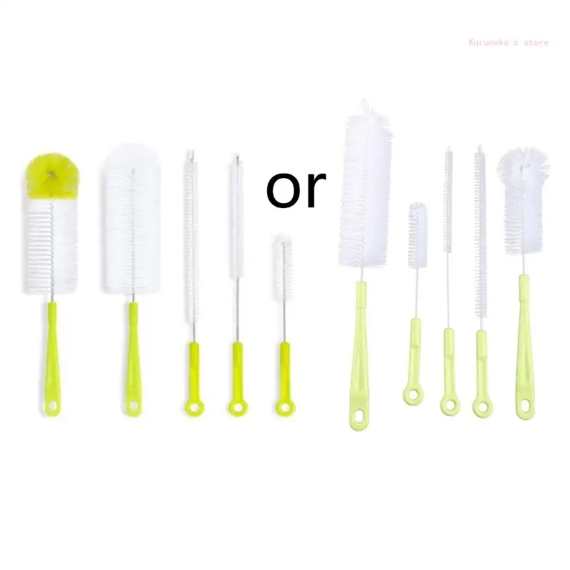 

5 Pcs Long Handle Cleaning Brush Sets for Narrow-mouth Baby Bottle Pipe Washing Sports Water Bottle Glass Tube Cleaner Household