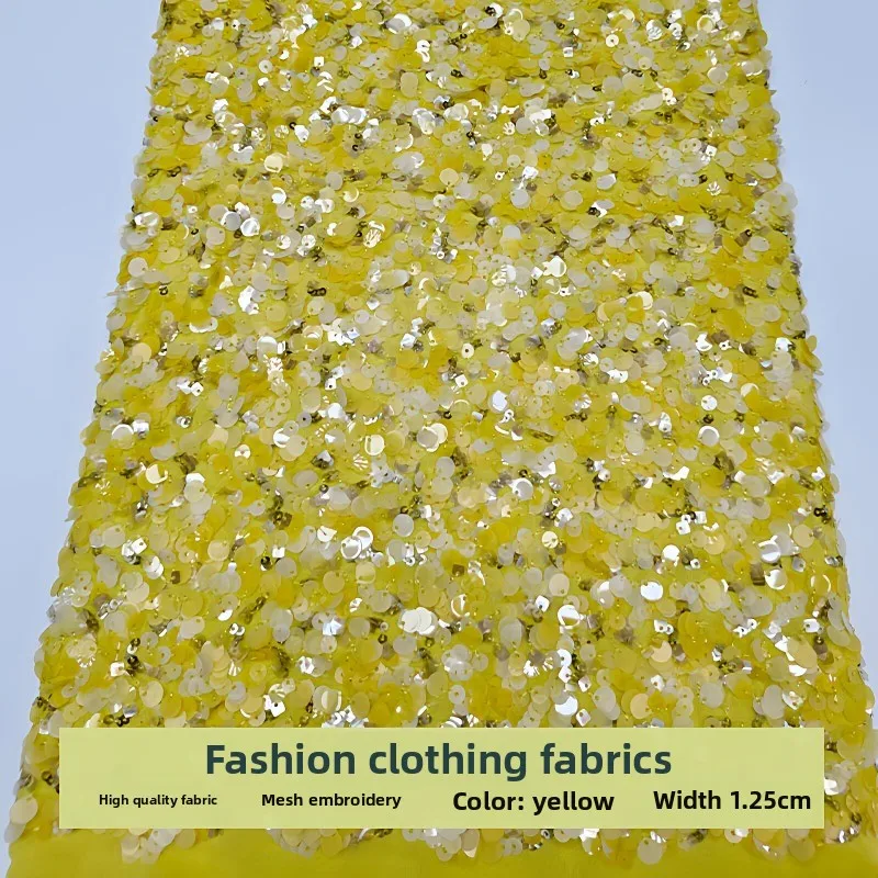 

Lace Mesh Bead Sequins Embroidery Fabric for Fashion Children's Clothing Dress Cloth Diy By The Yard Sewing Material