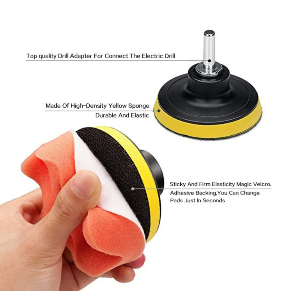 12pcs 3 inches Durable Tool Kit Abrasive Polisher Drill Polishing Pad Foam Buffing Waxing Sponge Pads