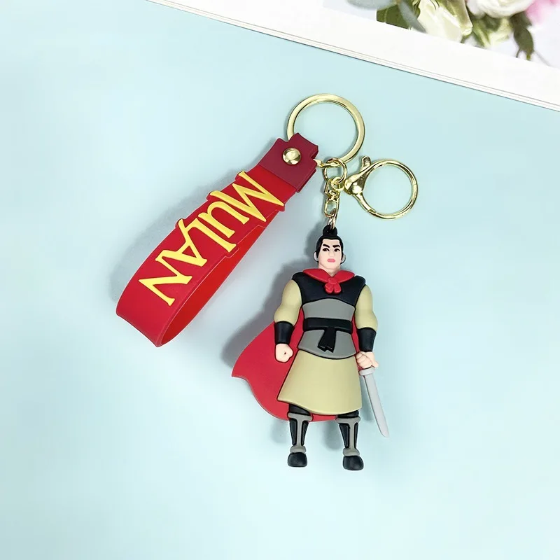 Disney Cartoon Movie Princess Mulan Dragon Silicone Pendant Keychain for Women Fans Backpack bag Accessories Keys Holder gifts