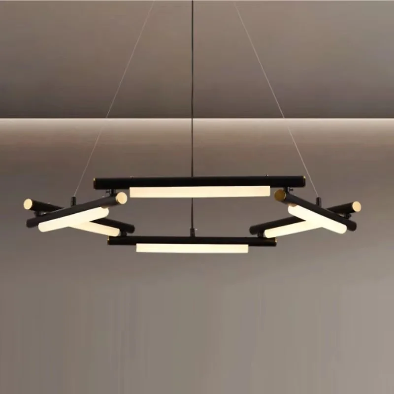 

Living room simple multi head iron lampshade round chandelier Hotel villa model room bedroom modern decoration pendant light